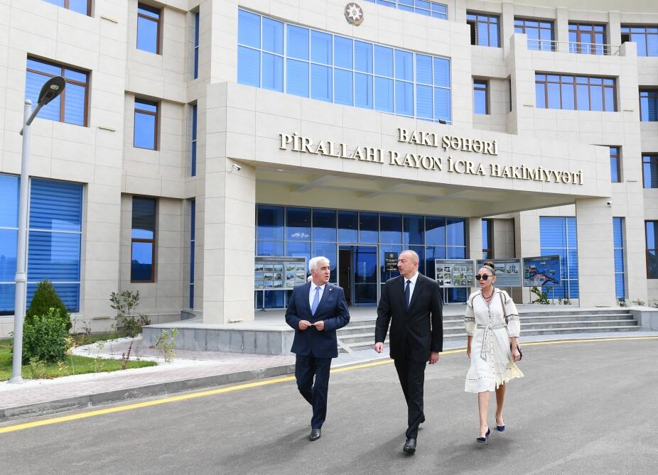 Prezident İlham Əliyev və birinci xanım Pirallahı RİH-in yeni binasının açılışında iştirak ediblər FOTOLAR