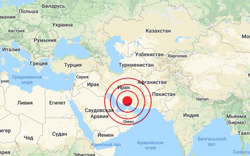 Землетрясение в режиме реального времени карта