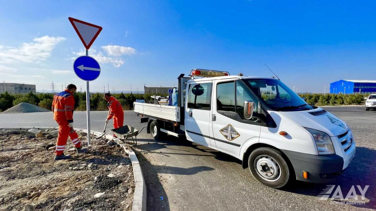 Sumqayıt avtomobil yolunda son tamamlanma işləri aparılır- FOTO