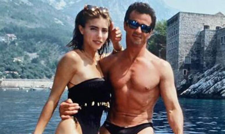 Sylvester Stallone in a swimsuit with his wife