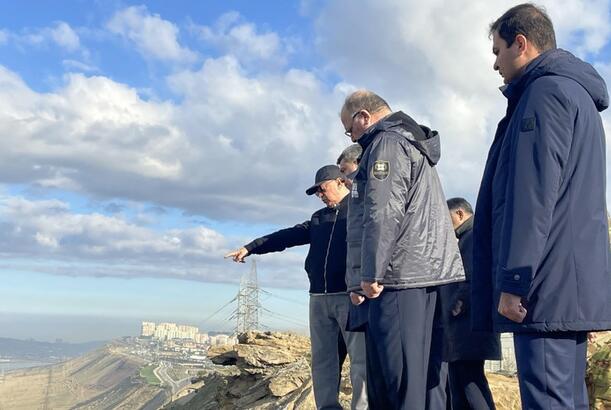 Kəmaləddin Heydərov Badamdarda uçqun təhlükəsi olan ərazidə - FOTOLAR