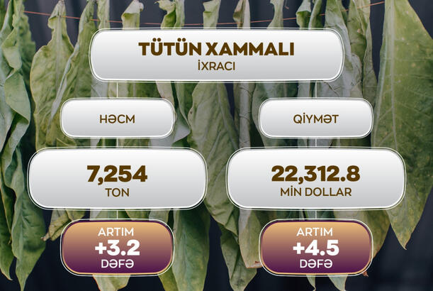 On bir ayda 7,254 ton tütün xammalı ixrac olunub