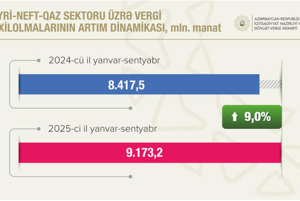 Bu il dövlət büdcəsinə daxil olan vergilərin 73 faizdən çoxu qeyri-neft-qaz sektorunun payına düşüb
