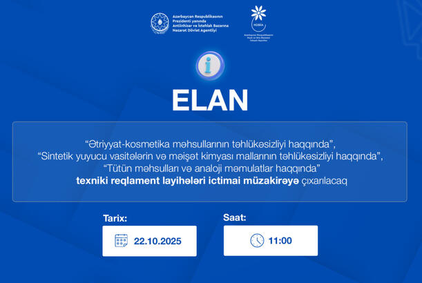 Üç texniki reqlament layihəsinin ictimai dinləmə və müzakirəsi keçiriləcək