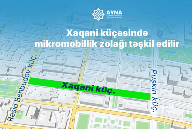 Xaqani küçəsində mikromobillik zolağının təşkilinə başlanılıb