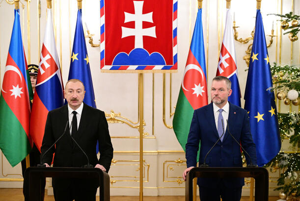 Azərbaycan və Slovakiya prezidentləri mətbuata bəyanatlarla çıxış ediblər