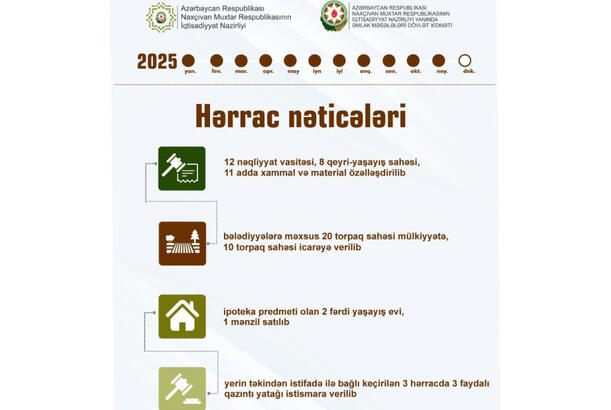 Naxçıvanda bu ilin 11 ayında 67 hərrac keçirilib