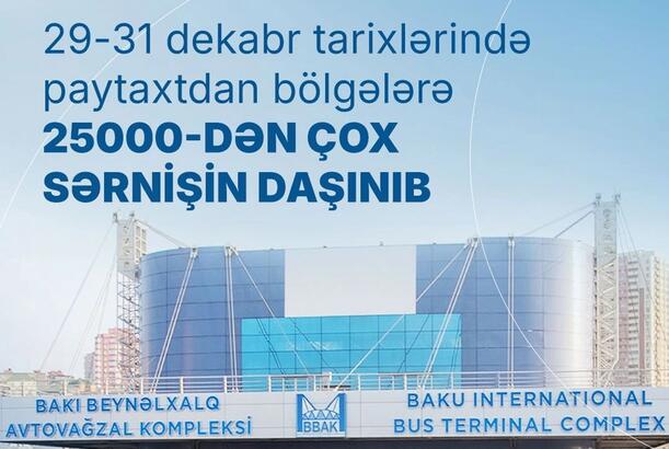 29-31 dekabrda Bakıdan bölgələrə 25 000-dən çox sərnişin daşınıb -AYNA