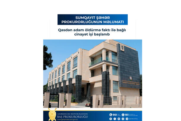 Sumqayıtda qəsdən adam öldürməkdə şübhəli bilinən şəxs tutulub
