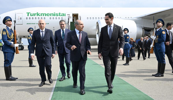 President of Turkmenistan Serdar Berdimuhamedov arrives in Azerbaijan