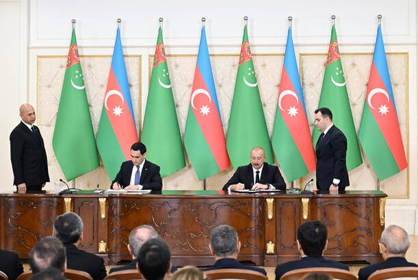 Azərbaycan ilə Türkmənistan arasında imzalanmış sənədlər mübadilə olunub - YENİLƏNİB - FOTOLAR