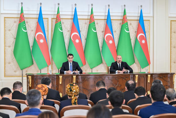 Azərbaycan və Türkmənistan prezidentləri mətbuata bəyanatlarla çıxış ediblər - YENİLƏNİB 