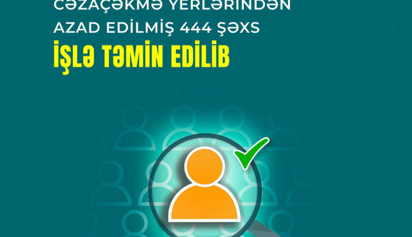 Cəzaçəkmə yerlərindən azad edilmiş daha 444 şəxs işlə təmin olunub