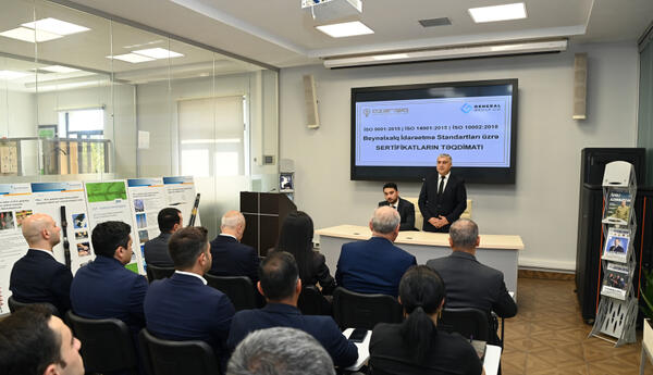“Azərişıq” ASC-yə ISO beynəlxalq standartları üzrə sertifikatlar təqdim olunub