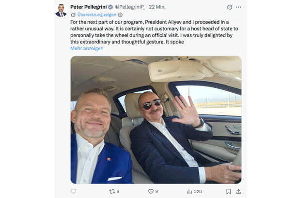 Slovakiya Prezidenti Prezident İlham Əliyevə qonaqpərvərliyə görə təşəkkür edib