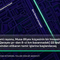Musa Əliyev küçəsində nəqliyyat vasitələrinin hərəkəti məhdudlaşdırılacaq