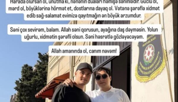 Afaq Bəşirqızının nəvəsi hərbi xidmətə yollanıb
