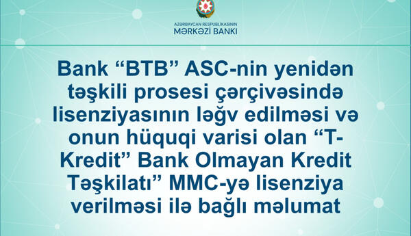 Bank “BTB”nin lisenziyası ləğv edilib