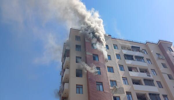 Mingəçevirdə binada yanğın olub, sakinlər təxliyə edilib
