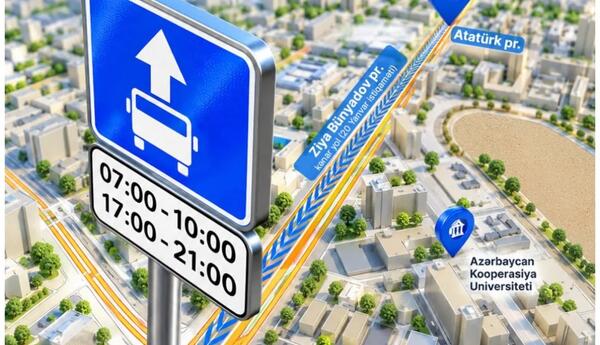 Bakıda Ziya Bünyadov prospektində avtobus zolağının müddəti 1 saat uzadılıb