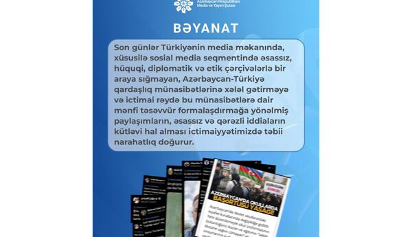 Azərbaycan tərəfi Türkiyə mediasında baş verən prosesləri diqqətlə izləyir - Media və Yayım Şurası