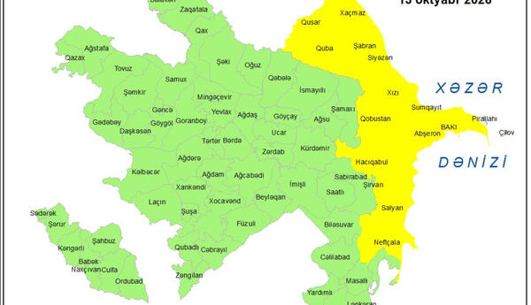 Küləkli hava şəraiti ilə bağlı sarı xəbərdarlıq verilib
