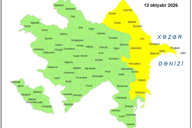 Küləkli hava şəraiti ilə bağlı sarı xəbərdarlıq verilib
