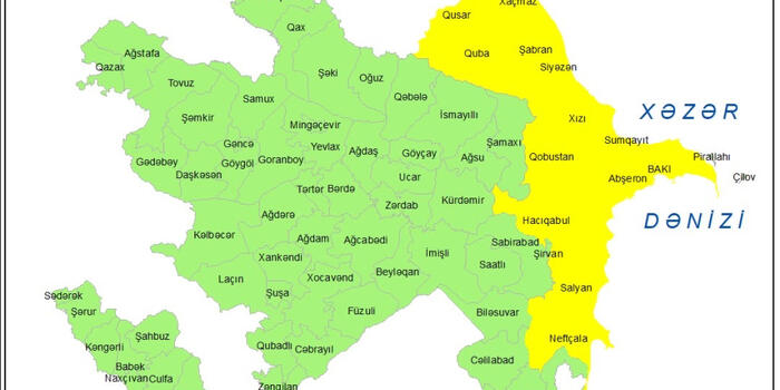 Küləkli hava şəraiti ilə bağlı sarı xəbərdarlıq verilib