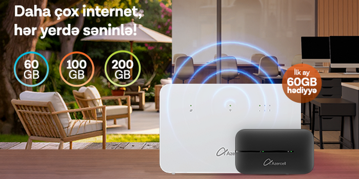 Azercell-dən “MiFi” və “Wi-Fi” cihazı əldə et, internetdən daha əlverişli şərtlərlə yararlan