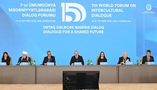 İlham Əliyev VII Ümumdünya Mədəniyyətlərarası Dialoq Forumunun açılışında çıxış edib