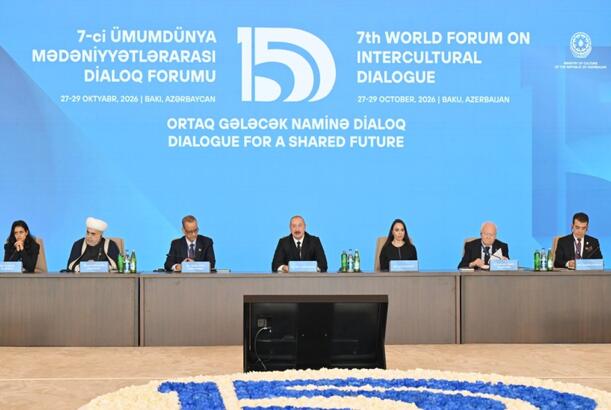 İlham Əliyev VII Ümumdünya Mədəniyyətlərarası Dialoq Forumunun açılışında çıxış edib